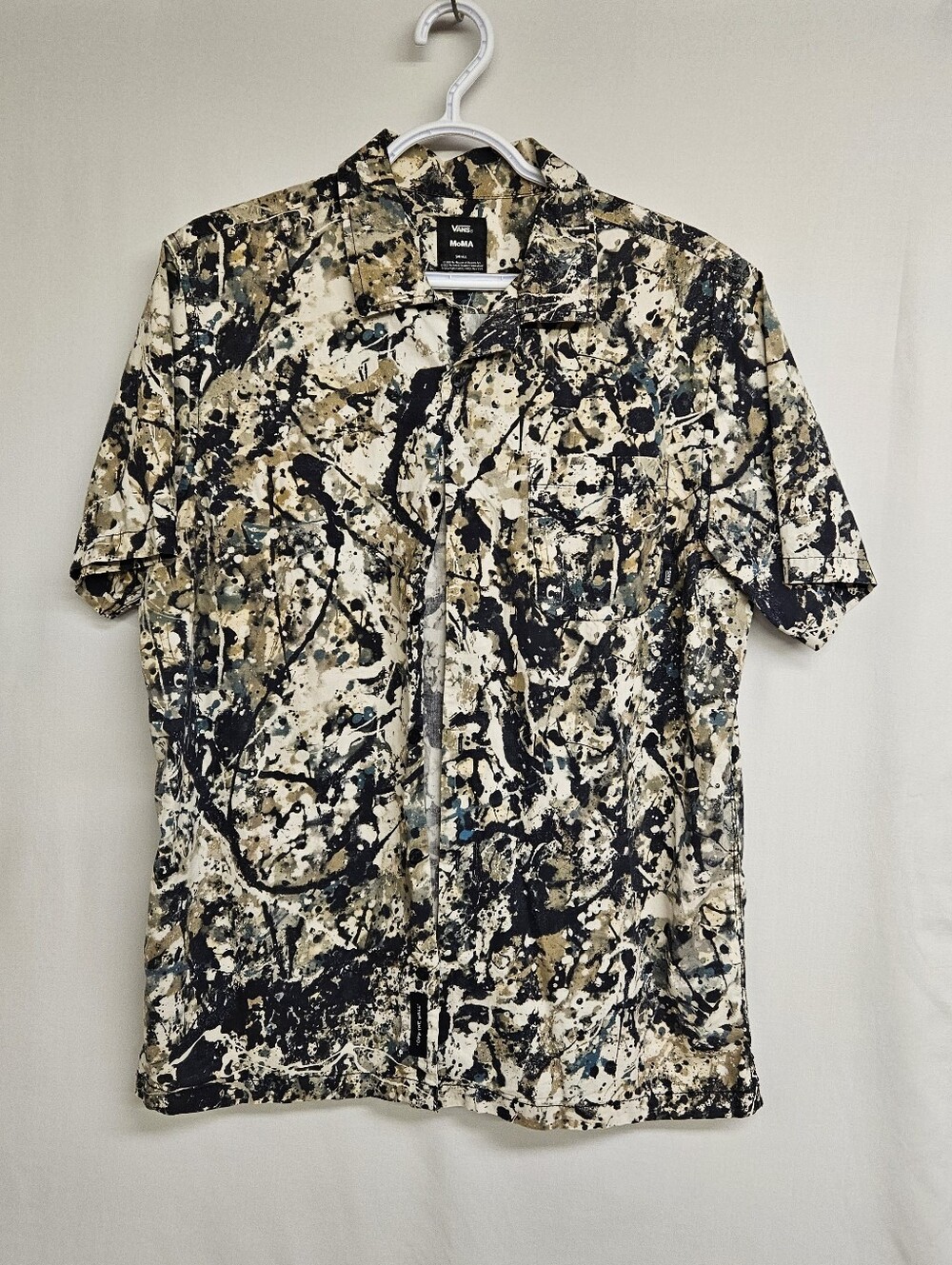 Vans x Moma Shirt Mens Size Small Black Abstract Jackson Pollock Art Painting